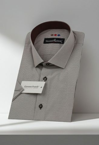 Slim Fit Kısa Kol Desenli Erkek Gömlek 3GMK310331056
