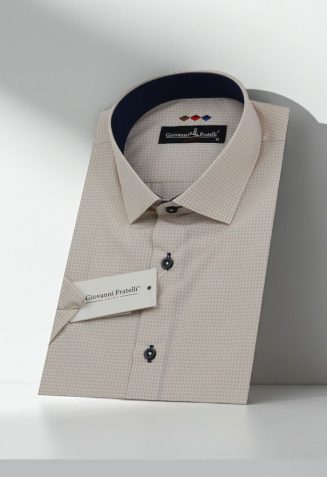 Slim Fit Kısa Kol Desenli Erkek Gömlek 3GMK310331065