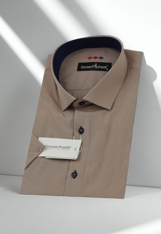 Slim Fit Kısa Kol Desenli Erkek Gömlek 3GMK310331069