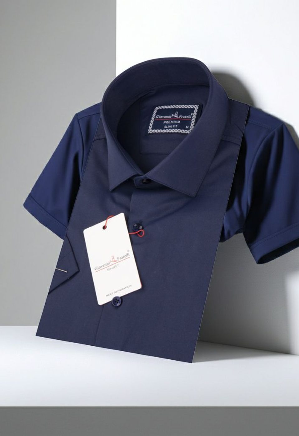 Slim Fit Kısa Kol Düz Renk Saten Erkek Gömlek 3GMK323030004 - Giovanni Fratelli