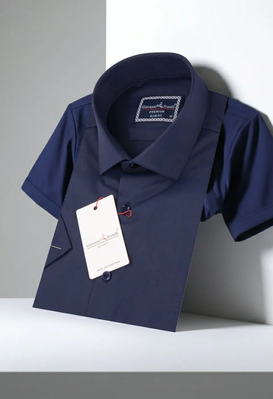 Slim Fit Kısa Kol Düz Renk Saten Erkek Gömlek 3GMK323030004 - Giovanni Fratelli