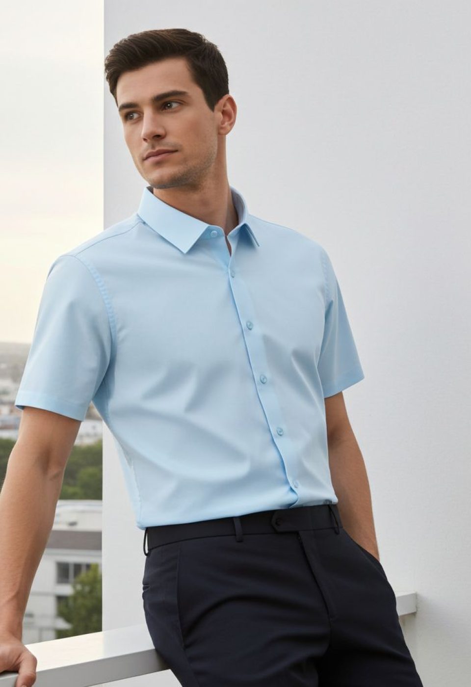 3030 CR K SATIN 009 Slim Fit Kısa Kol Düz Renk Saten Erkek Gömlek 3GMK323030009 - Giovanni Fratelli