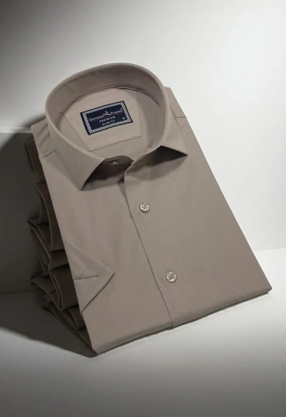 Slim Fit Kısa Kol Düz Renk Saten Erkek Gömlek 3GMK323030011