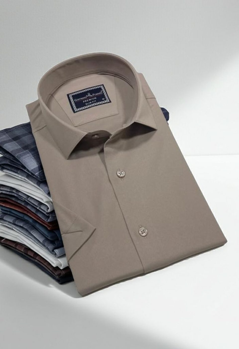 Slim Fit Kısa Kol Düz Renk Saten Erkek Gömlek 3GMK323030011 - Giovanni Fratelli