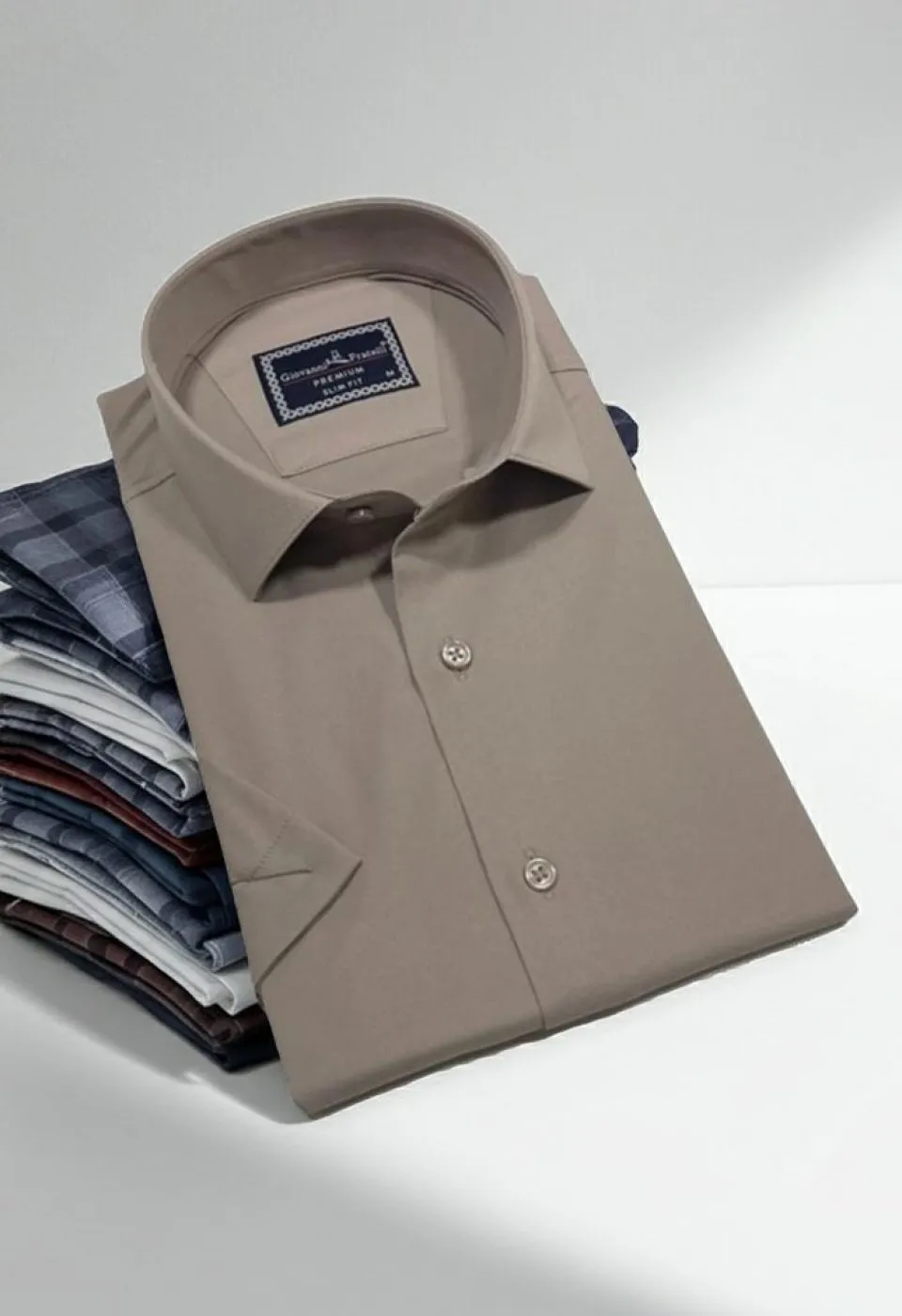 Slim Fit Kısa Kol Düz Renk Saten Erkek Gömlek 3GMK323030011