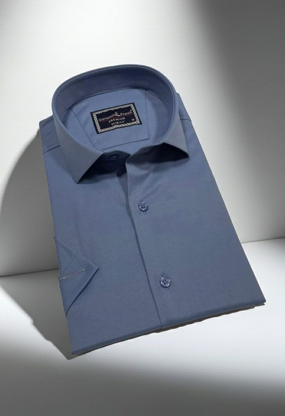 Slim Fit Kısa Kol Düz Renk Saten Erkek Gömlek 3GMK323030012 - Giovanni Fratelli