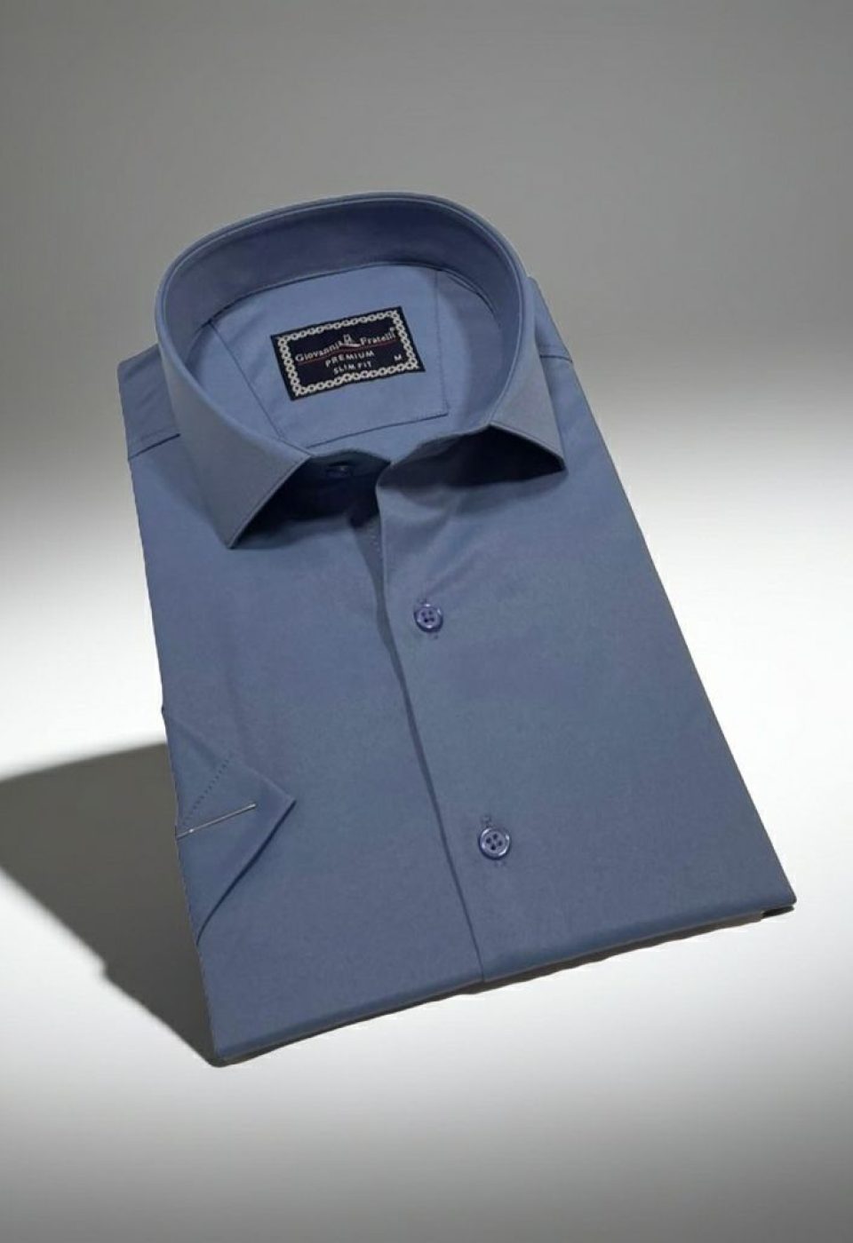 Slim Fit Kısa Kol Düz Renk Saten Erkek Gömlek 3GMK323030012 - Giovanni Fratelli