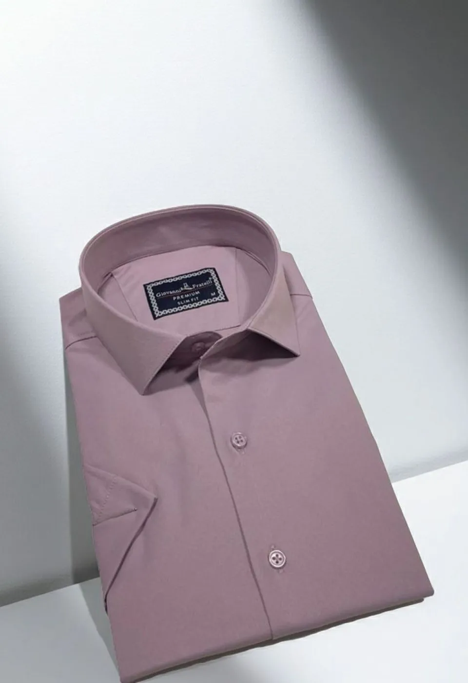 Slim Fit Kısa Kol Düz Renk Saten Erkek Gömlek 3GMK323030013