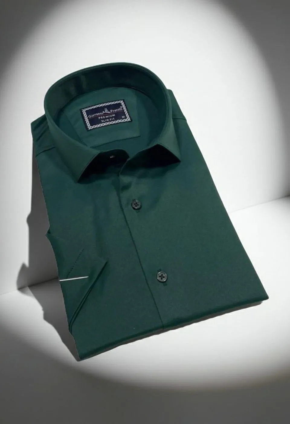 Slim Fit Kısa Kol Düz Renk Saten Erkek Gömlek 3GMK323030014