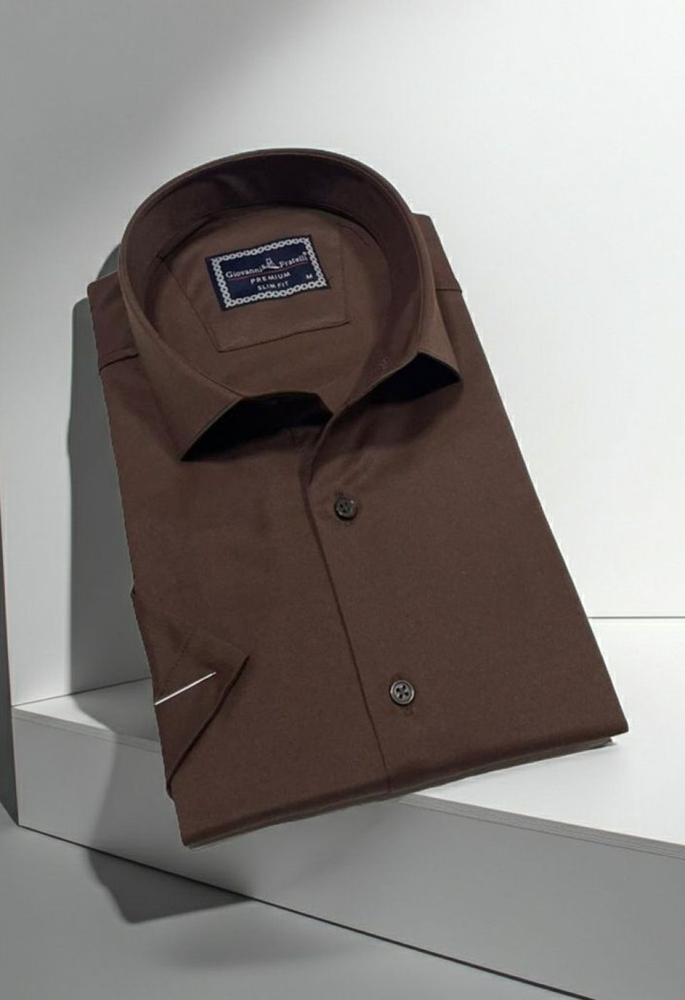Slim Fit Kısa Kol Düz Renk Saten Erkek Gömlek 3GMK323030015 - Giovanni Fratelli
