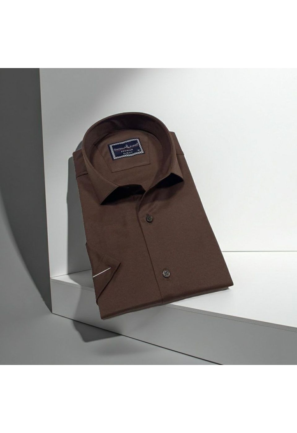 Slim Fit Kısa Kol Düz Renk Saten Erkek Gömlek 3GMK323030015 - Giovanni Fratelli