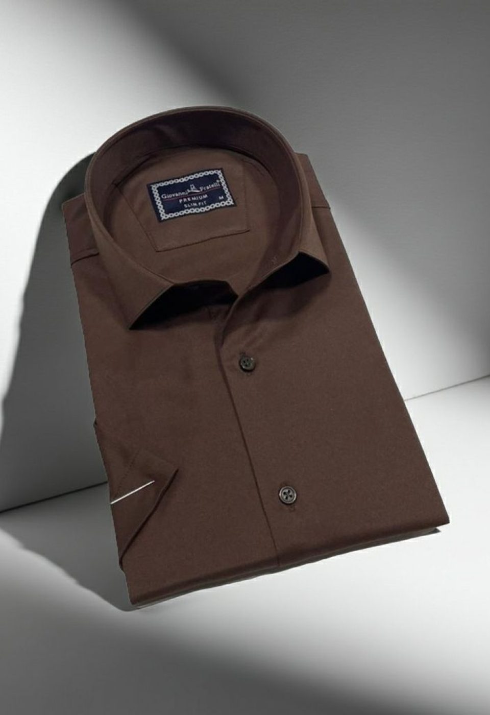 Slim Fit Kısa Kol Düz Renk Saten Erkek Gömlek 3GMK323030015 - Giovanni Fratelli