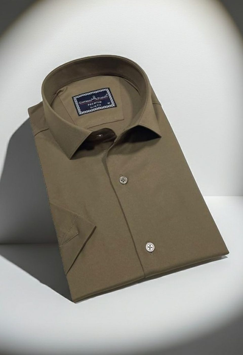 Slim Fit Kısa Kol Düz Renk Saten Erkek Gömlek 3GMK323030017 - Giovanni Fratelli