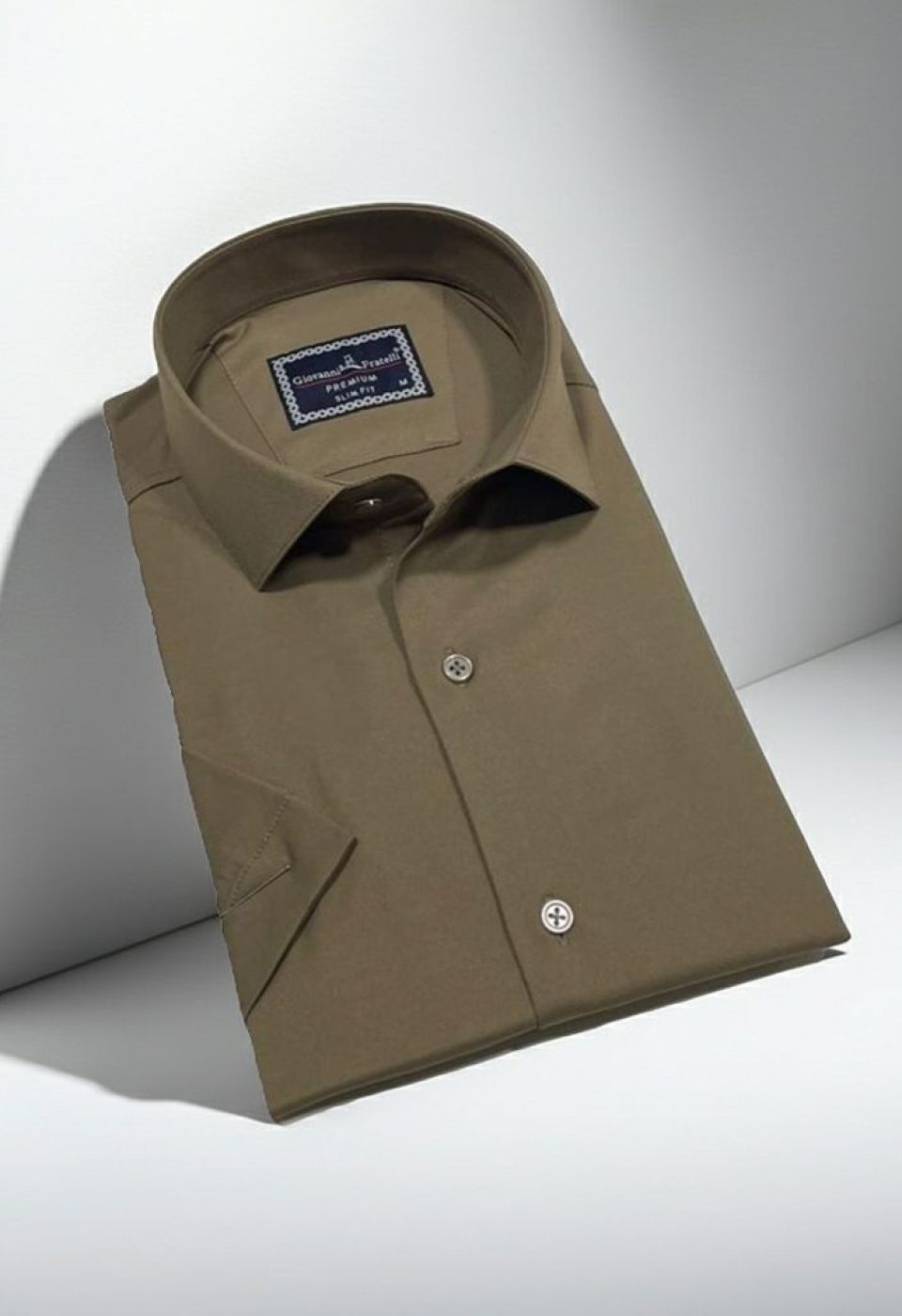 Slim Fit Kısa Kol Düz Renk Saten Erkek Gömlek 3GMK323030017