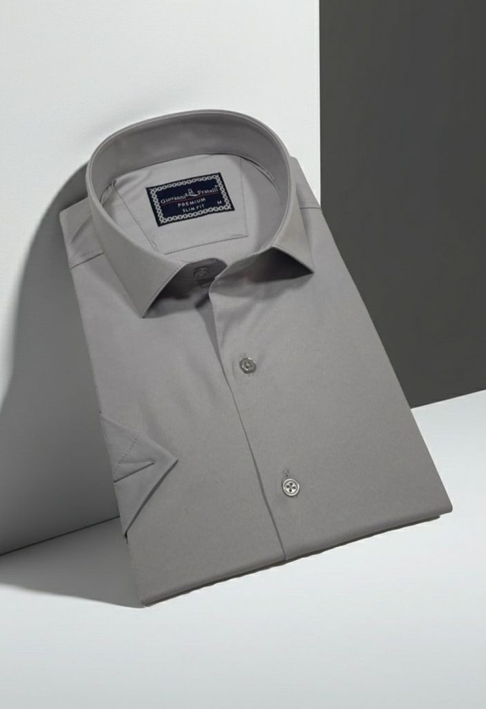 Slim Fit Kısa Kol Düz Renk Saten Erkek Gömlek 3GMK323030018 - Giovanni Fratelli