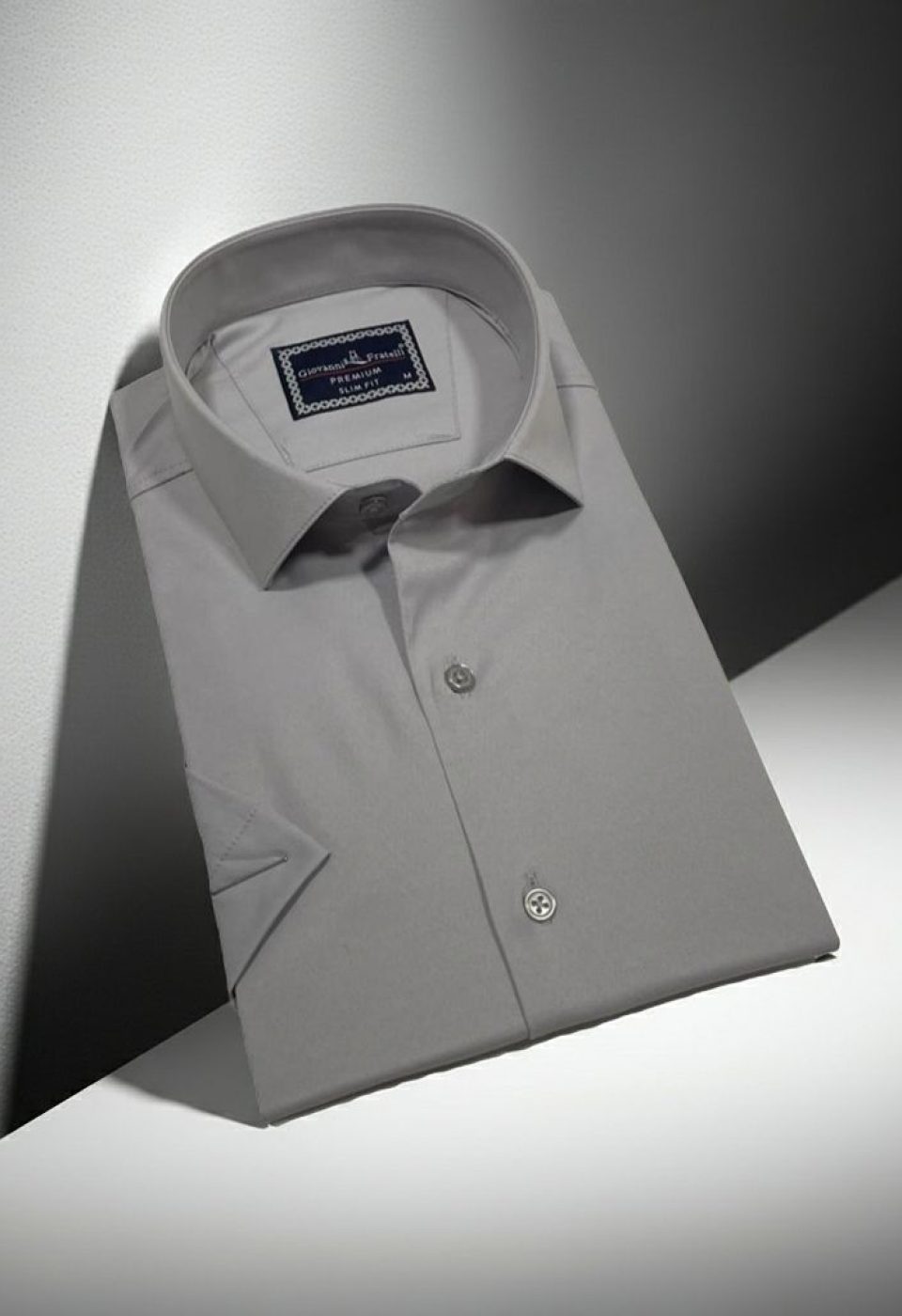 Slim Fit Kısa Kol Düz Renk Saten Erkek Gömlek 3GMK323030018 - Giovanni Fratelli