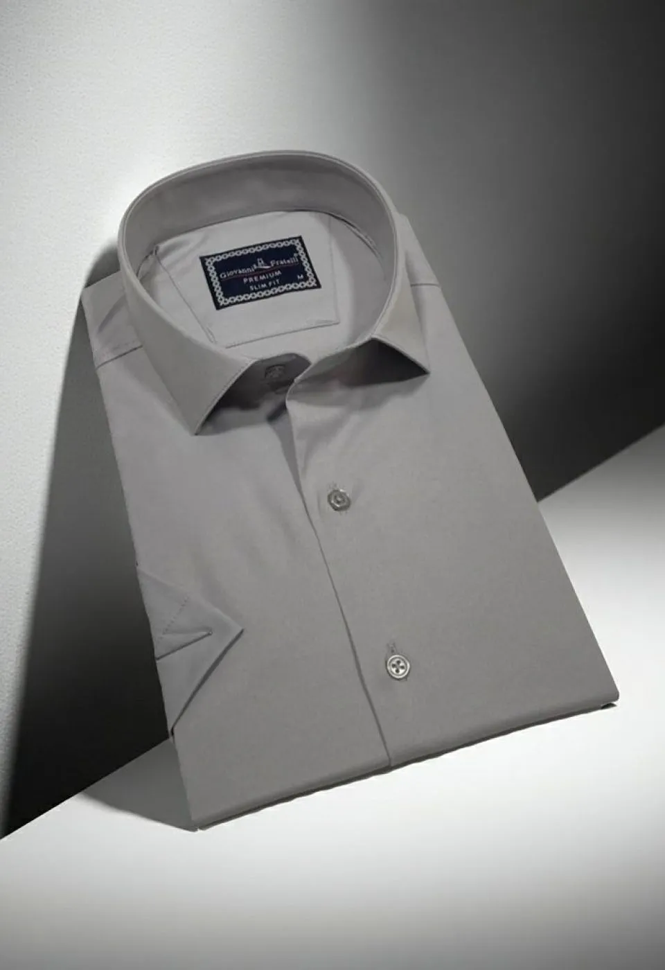 Slim Fit Kısa Kol Düz Renk Saten Erkek Gömlek 3GMK323030018