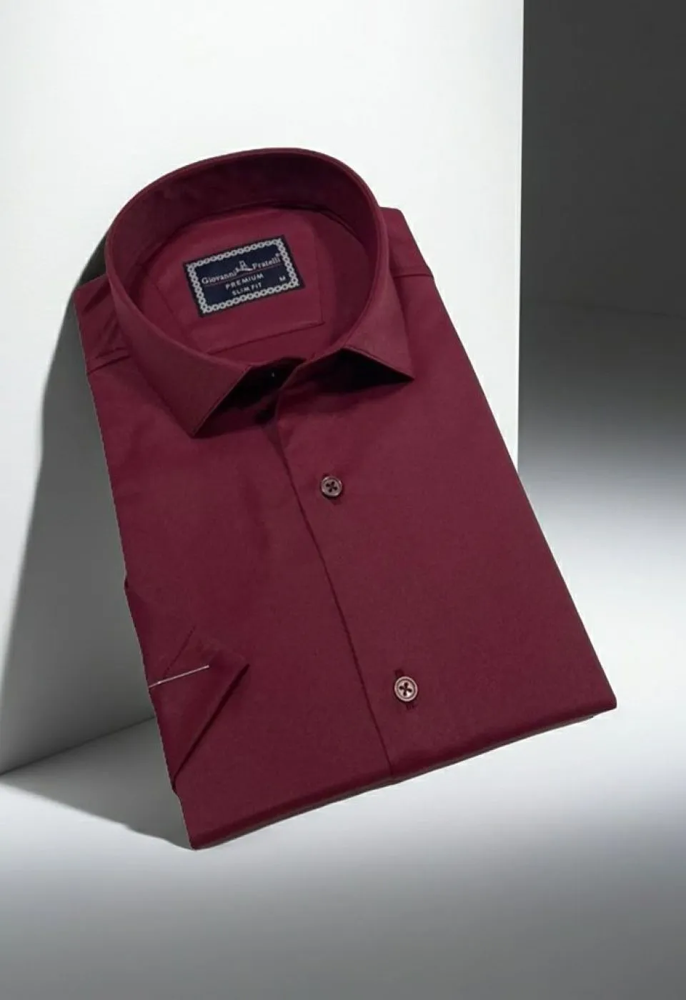 Slim Fit Kısa Kol Düz Renk Saten Erkek Gömlek 3GMK323030019