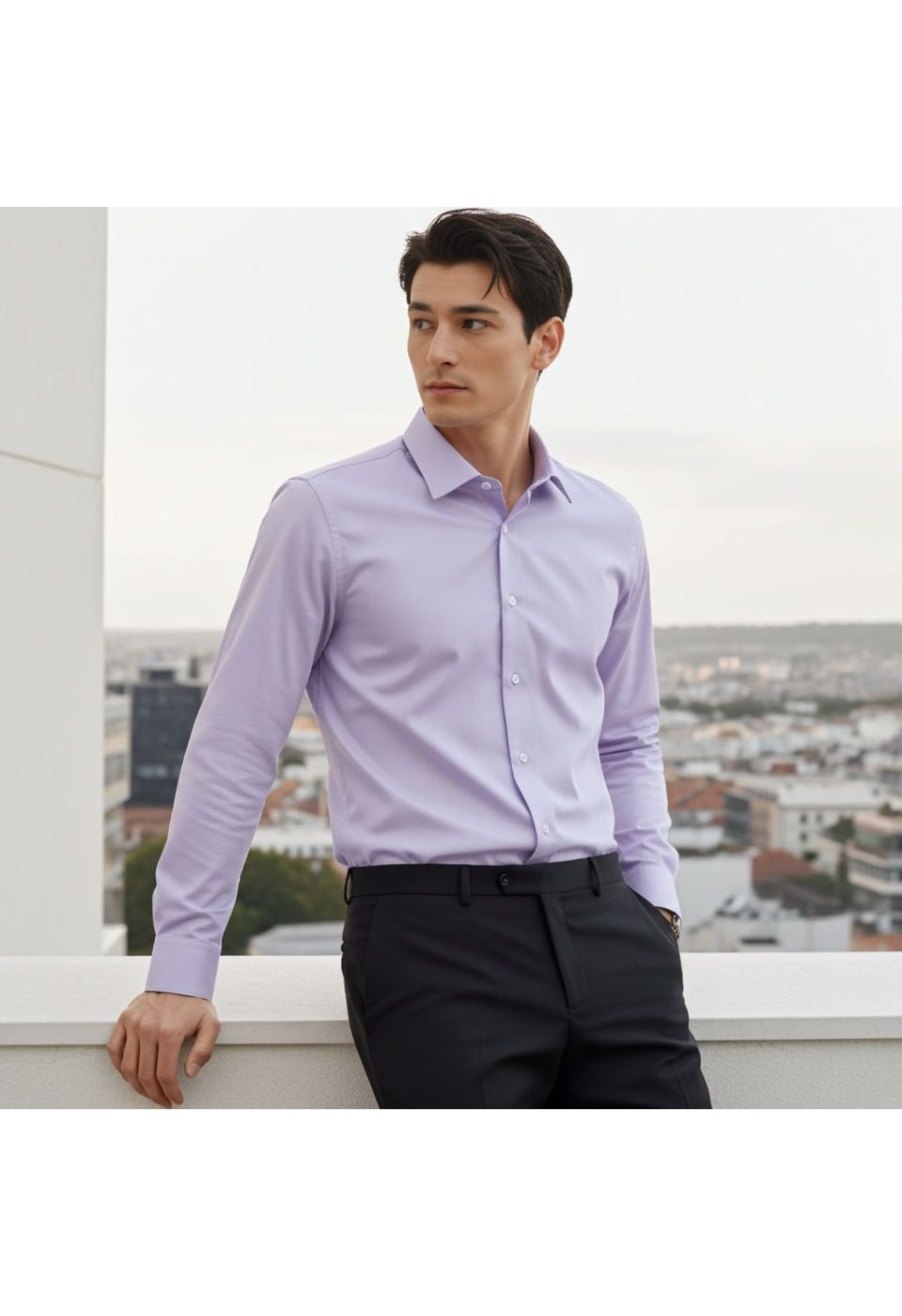 Slim Fit Uzun Kol Düz Renk Saten Erkek Gömlek 3GMK313030004 - Giovanni Fratelli