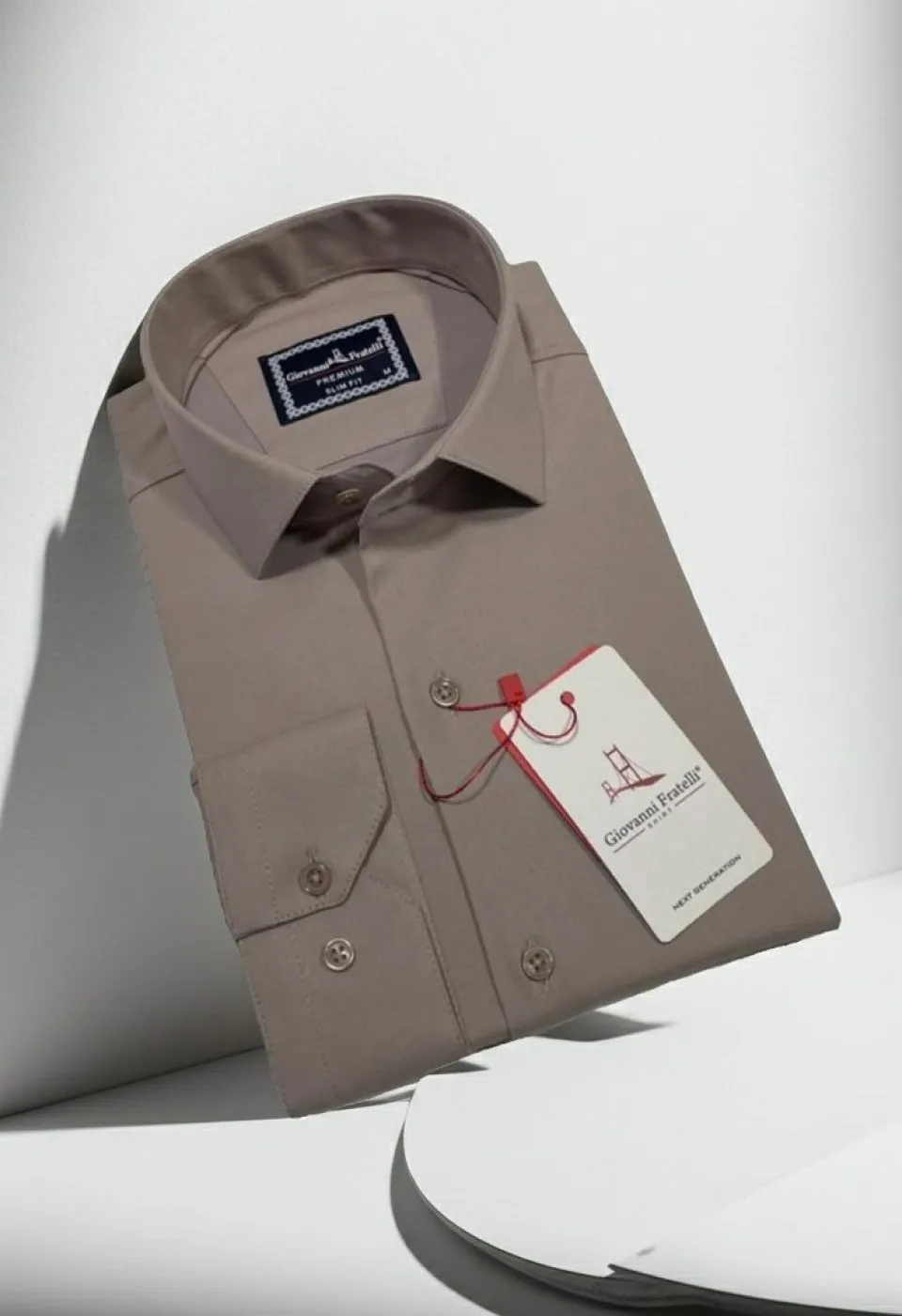 Slim Fit Uzun Kol Düz Renk Saten Erkek Gömlek 3GMK313030008 - Giovanni Fratelli