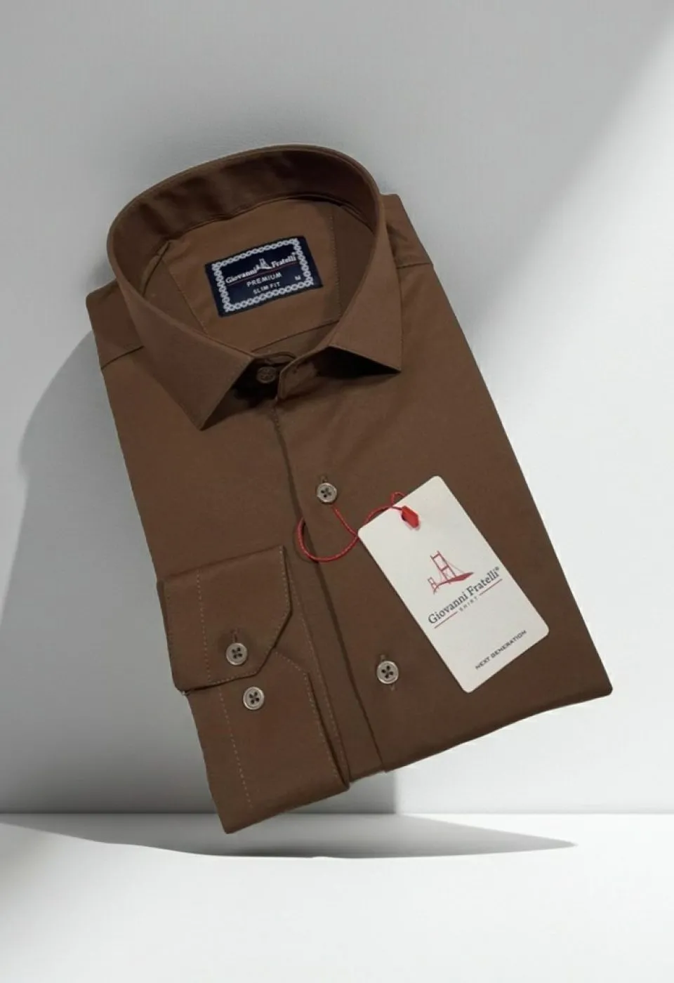 Slim Fit Uzun Kol Düz Renk Saten Erkek Gömlek 3GMK313030013 - Giovanni Fratelli