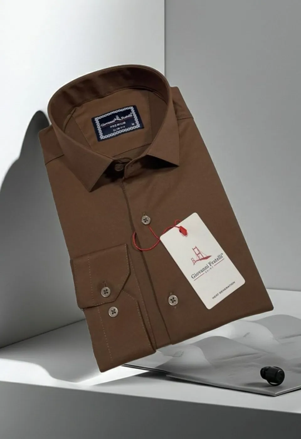 Slim Fit Uzun Kol Düz Renk Saten Erkek Gömlek 3GMK313030013 - Giovanni Fratelli