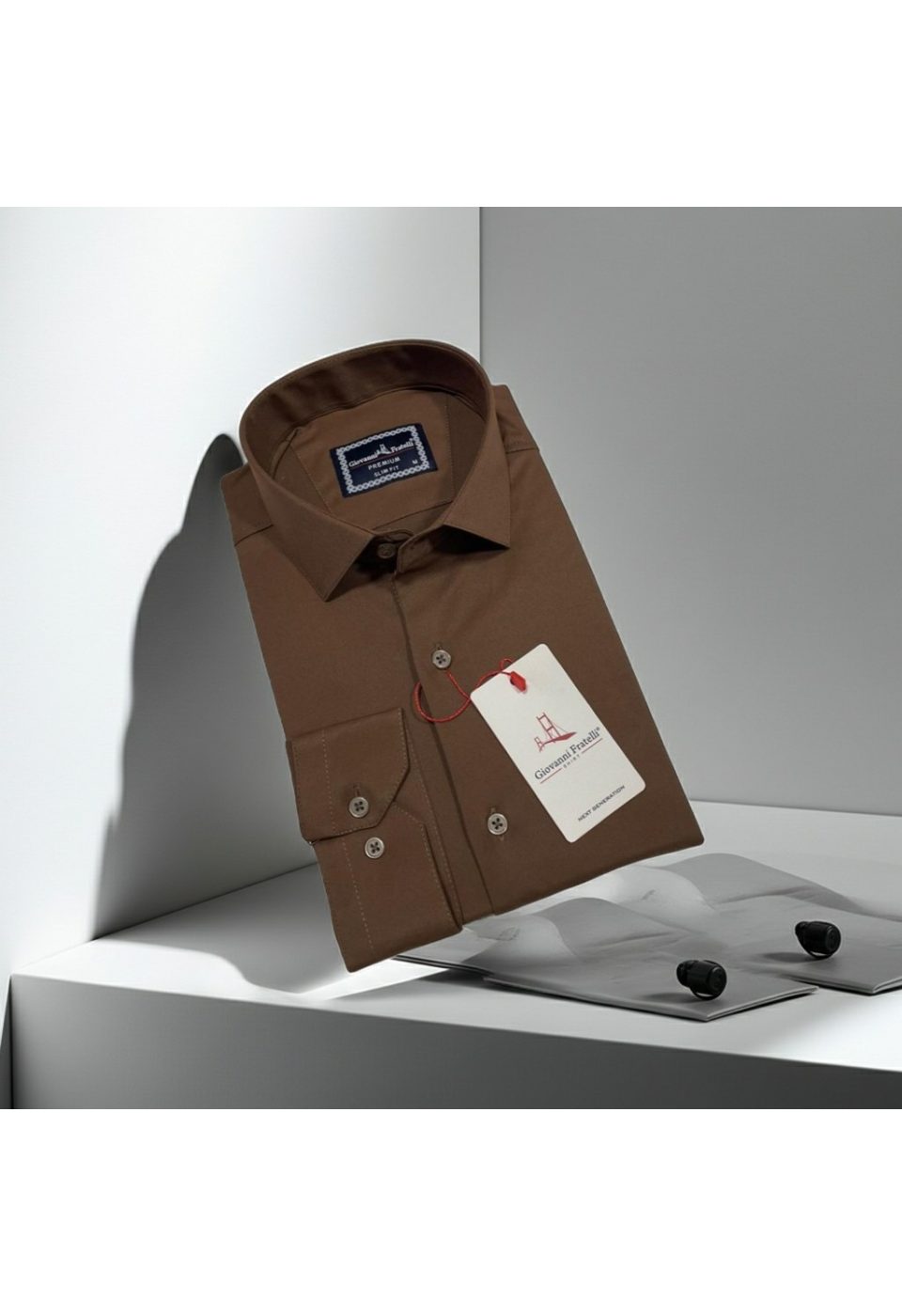Slim Fit Uzun Kol Düz Renk Saten Erkek Gömlek 3GMK313030013 - Giovanni Fratelli