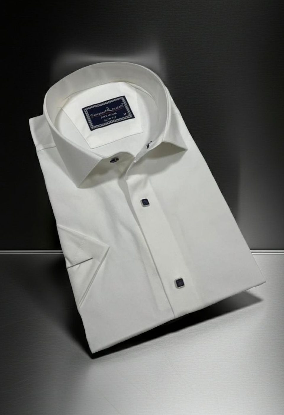 Slim Fit Kısa Kol Düz Renk Saten Erkek Gömlek 3GMK323031002 - Giovanni Fratelli