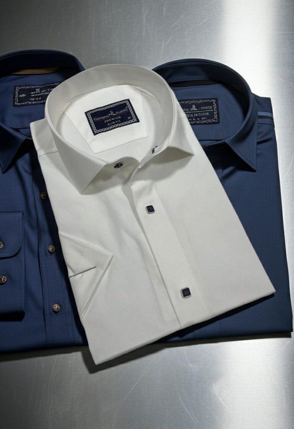 Slim Fit Kısa Kol Düz Renk Saten Erkek Gömlek 3GMK323031002 - Giovanni Fratelli