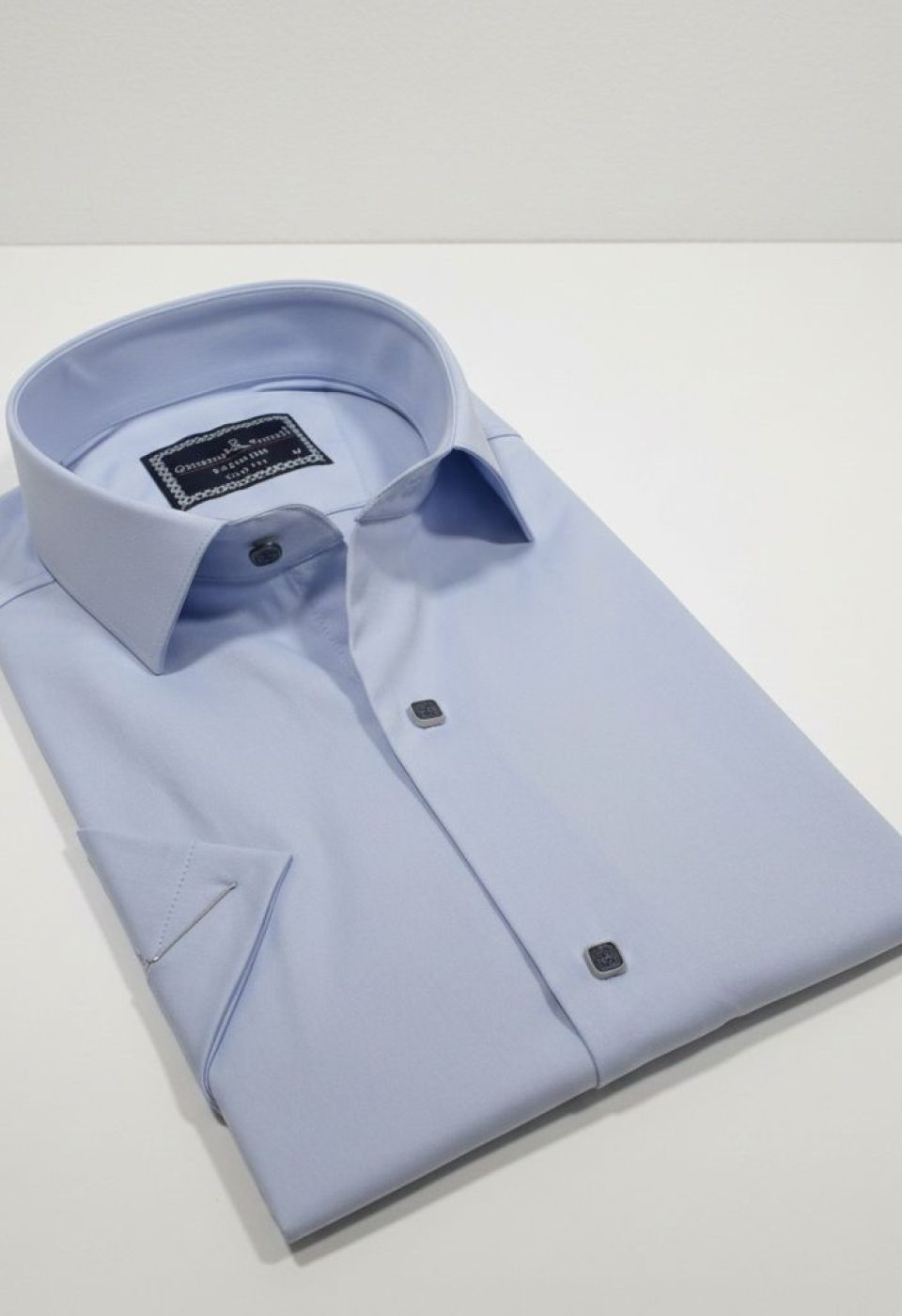 Slim Fit Kısa Kol Düz Renk Saten Erkek Gömlek 3GMK323031003