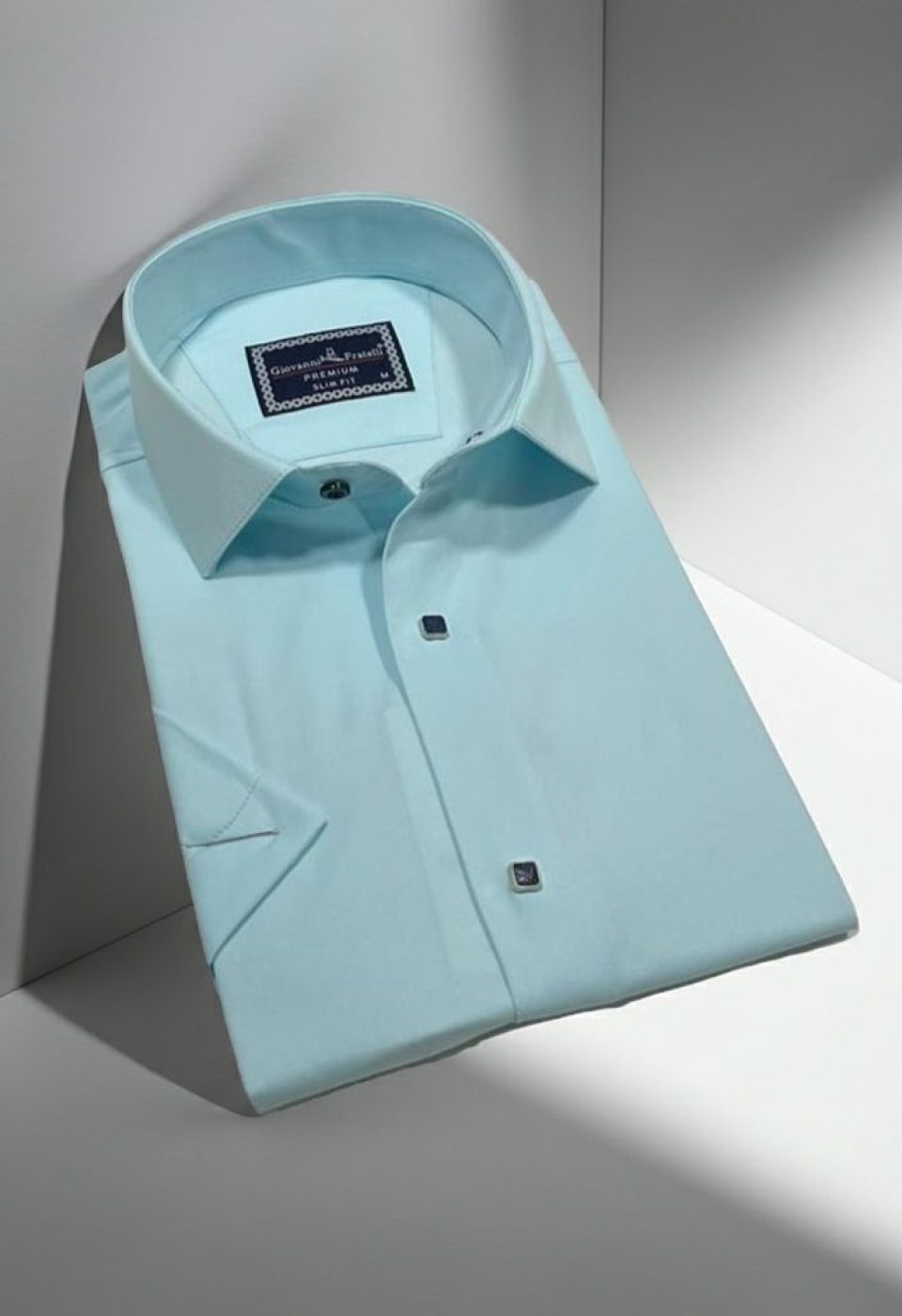 Slim Fit Kısa Kol Düz Renk Saten Erkek Gömlek 3GMK323031004 - Giovanni Fratelli