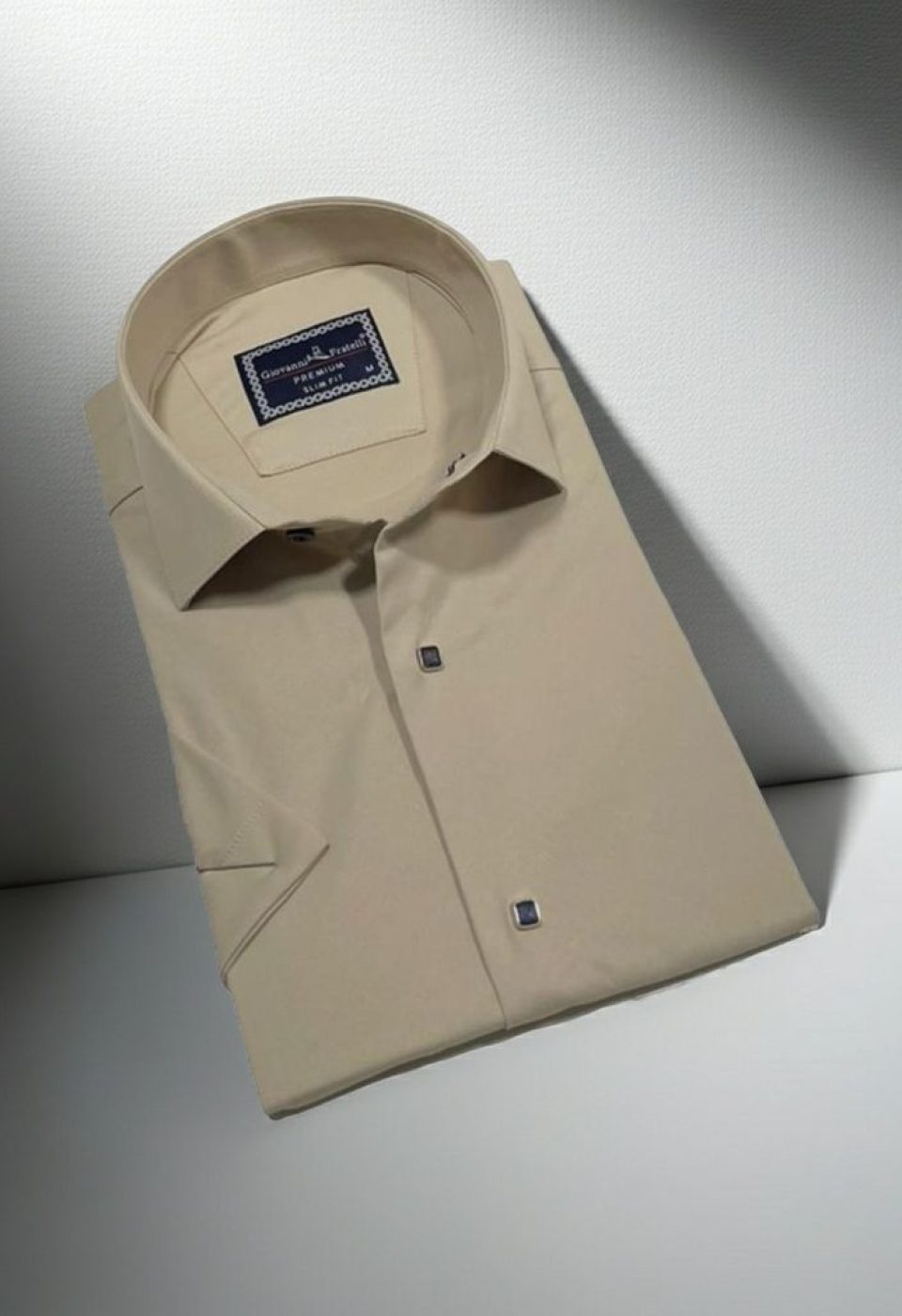 3031 CR K SATIN 005 Slim Fit Kısa Kol Düz Renk Saten Erkek Gömlek 3GMK323031005 - Giovanni Fratelli