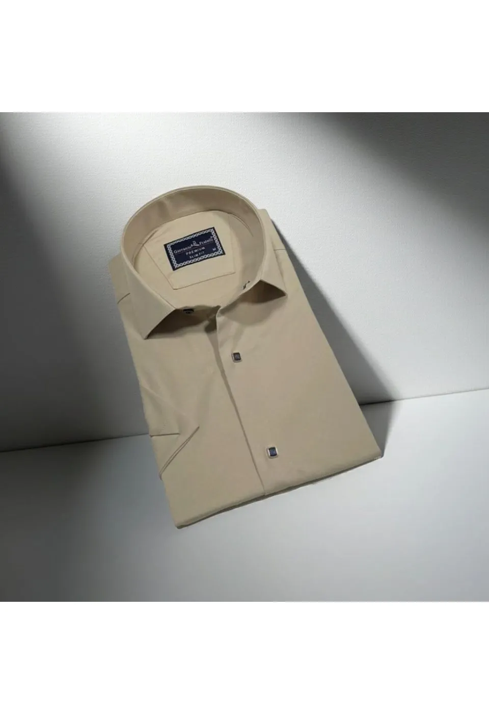 3031 CR K SATIN 005 Slim Fit Kısa Kol Düz Renk Saten Erkek Gömlek 3GMK323031005 - Giovanni Fratelli