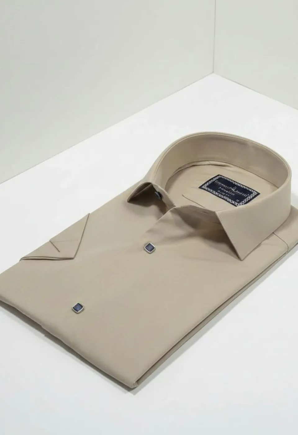 3031 CR K SATIN 005 Slim Fit Kısa Kol Düz Renk Saten Erkek Gömlek 3GMK323031005 - Giovanni Fratelli