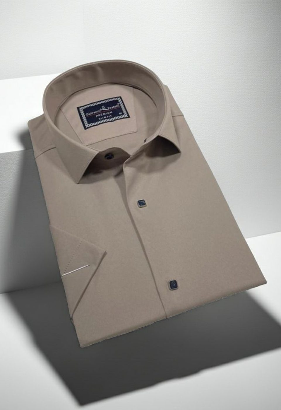 3031 CR K SATIN 009 Slim Fit Kısa Kol Düz Renk Saten Erkek Gömlek 3GMK323031009 - Giovanni Fratelli