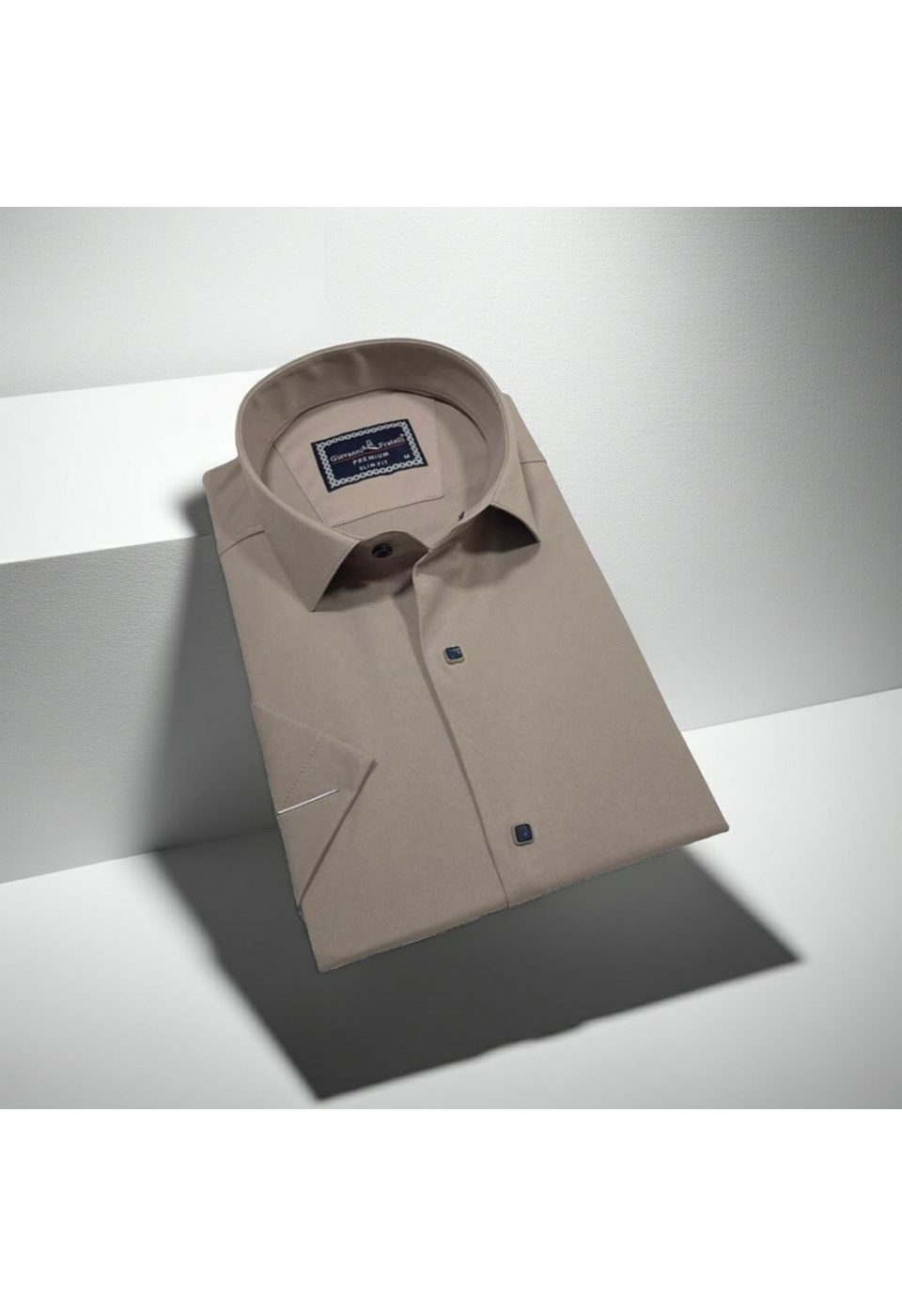 3031 CR K SATIN 009 Slim Fit Kısa Kol Düz Renk Saten Erkek Gömlek 3GMK323031009 - Giovanni Fratelli