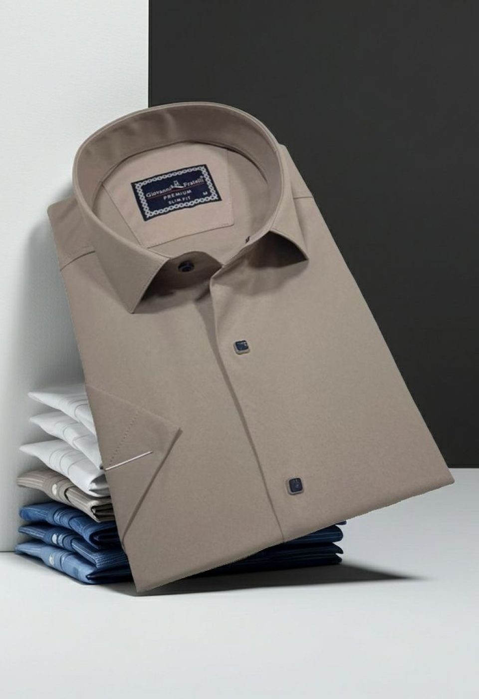 3031 CR K SATIN 009 Slim Fit Kısa Kol Düz Renk Saten Erkek Gömlek 3GMK323031009 - Giovanni Fratelli