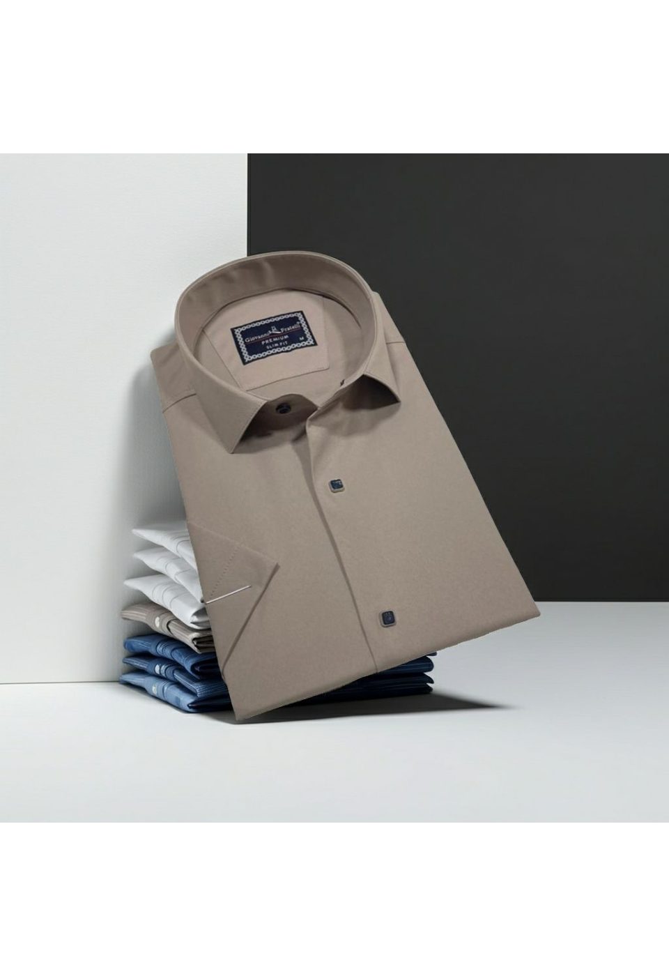 3031 CR K SATIN 009 Slim Fit Kısa Kol Düz Renk Saten Erkek Gömlek 3GMK323031009 - Giovanni Fratelli