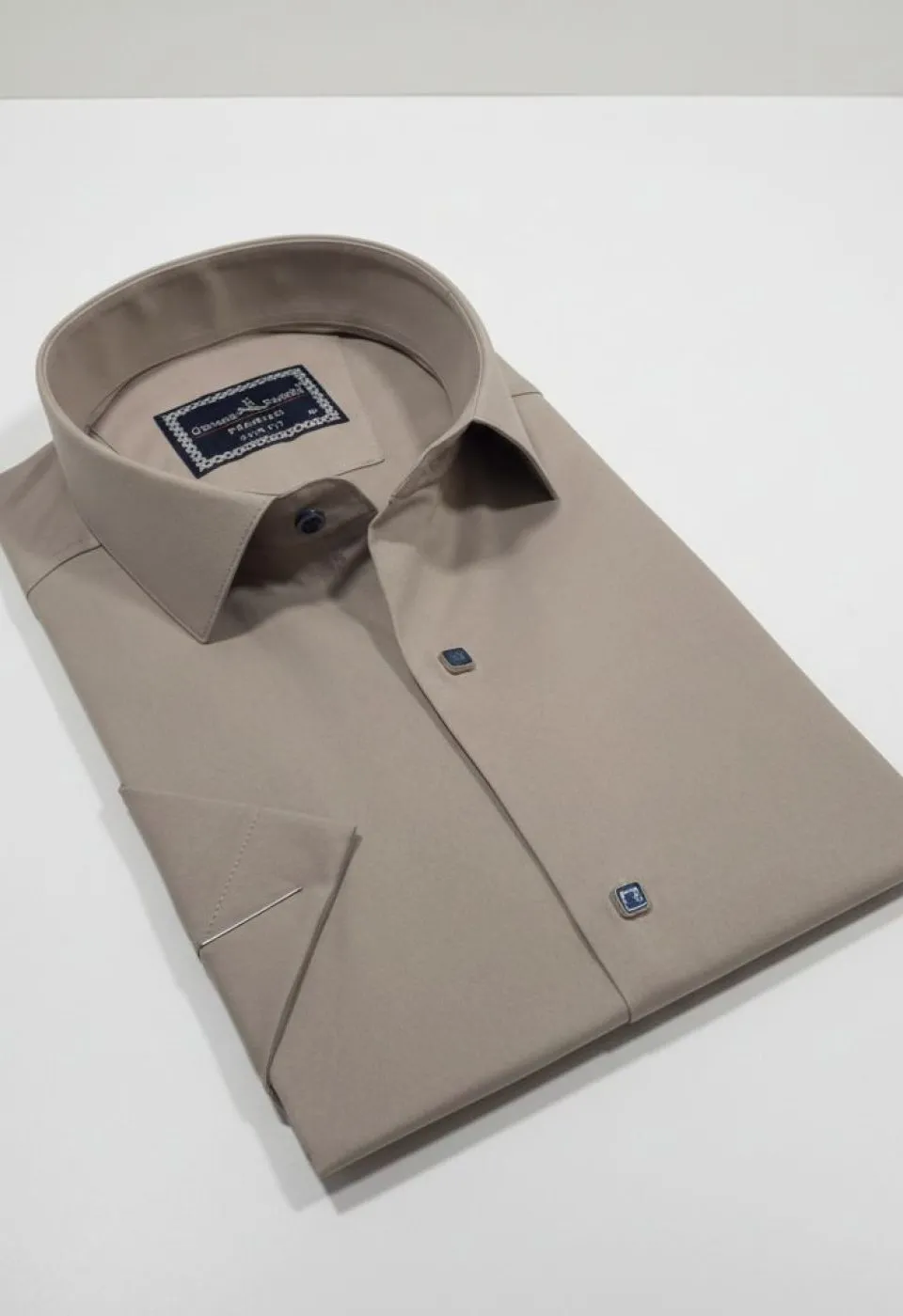 Slim Fit Kısa Kol Düz Renk Saten Erkek Gömlek 3GMK323031009