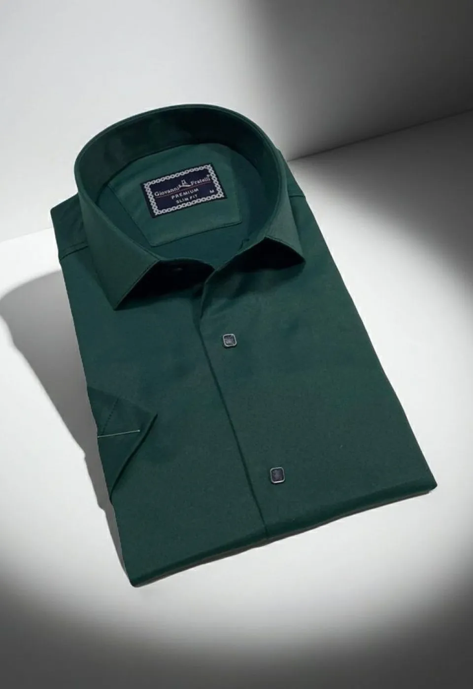 Slim Fit Kısa Kol Düz Renk Saten Erkek Gömlek 3GMK323031011