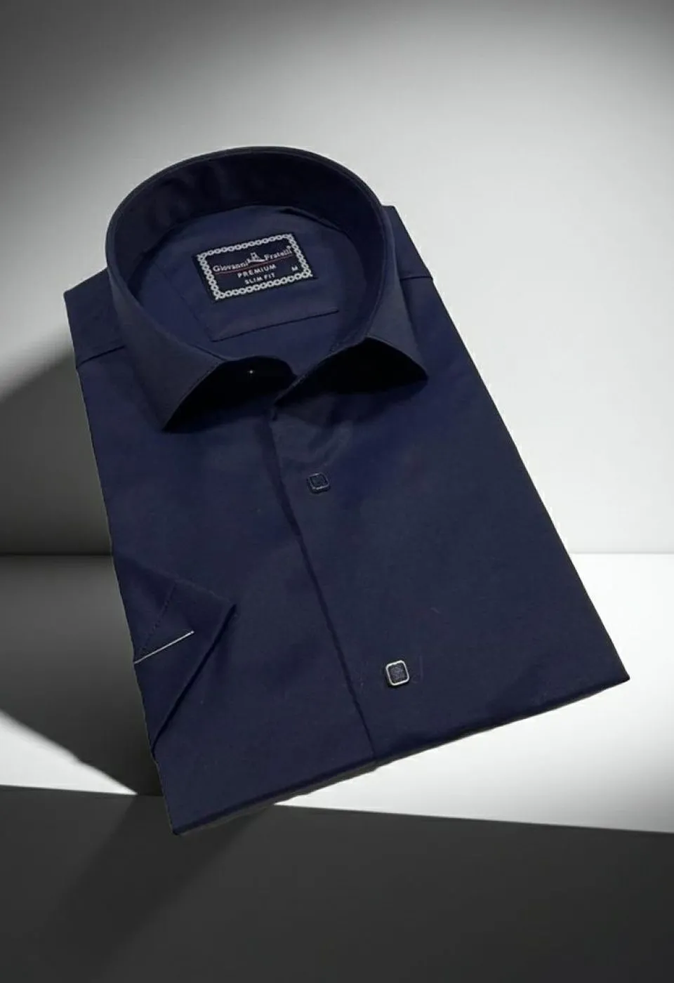 Slim Fit Kısa Kol Düz Renk Saten Erkek Gömlek 3GMK323031012