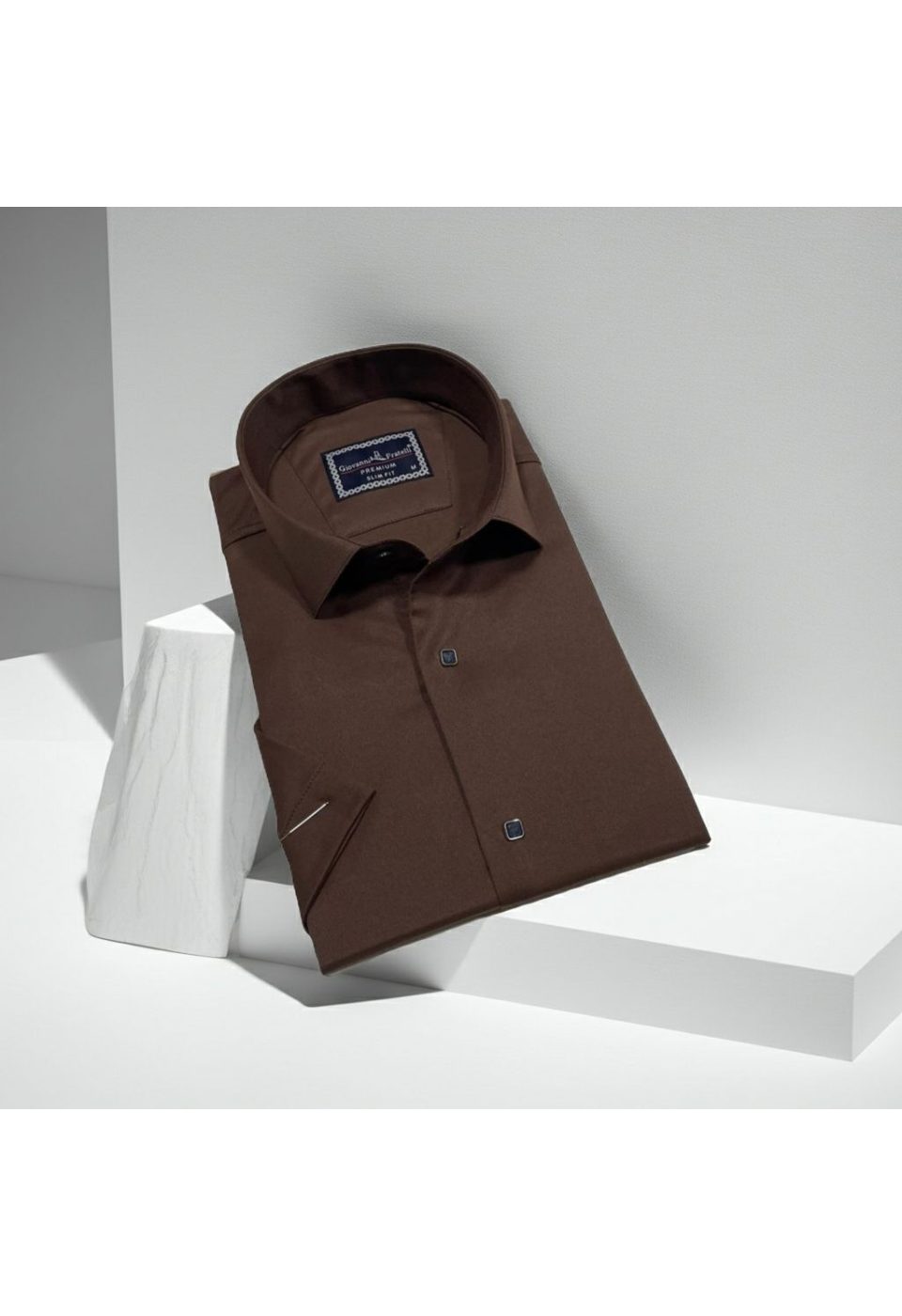 Slim Fit Kısa Kol Düz Renk Saten Erkek Gömlek 3GMK323031013 - Giovanni Fratelli