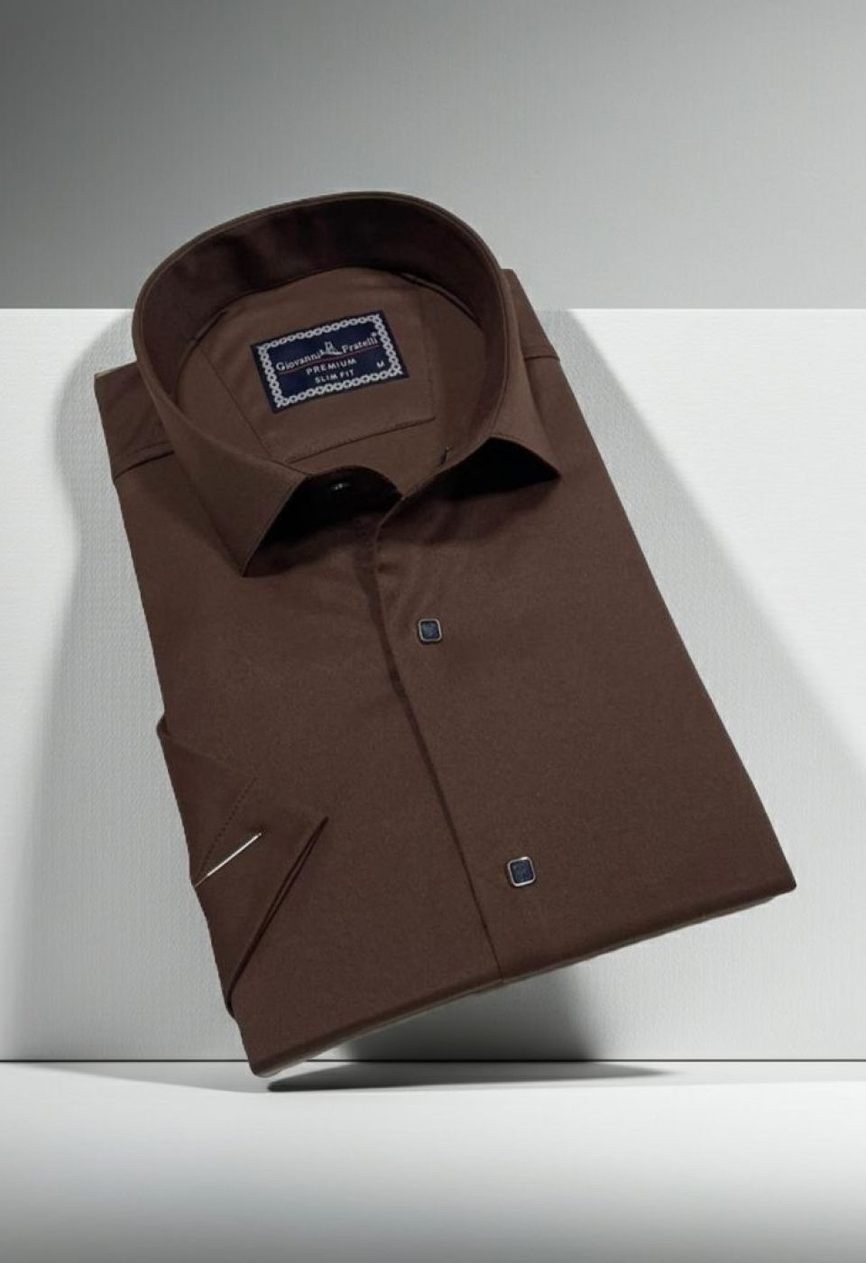 Slim Fit Kısa Kol Düz Renk Saten Erkek Gömlek 3GMK323031013 - Giovanni Fratelli