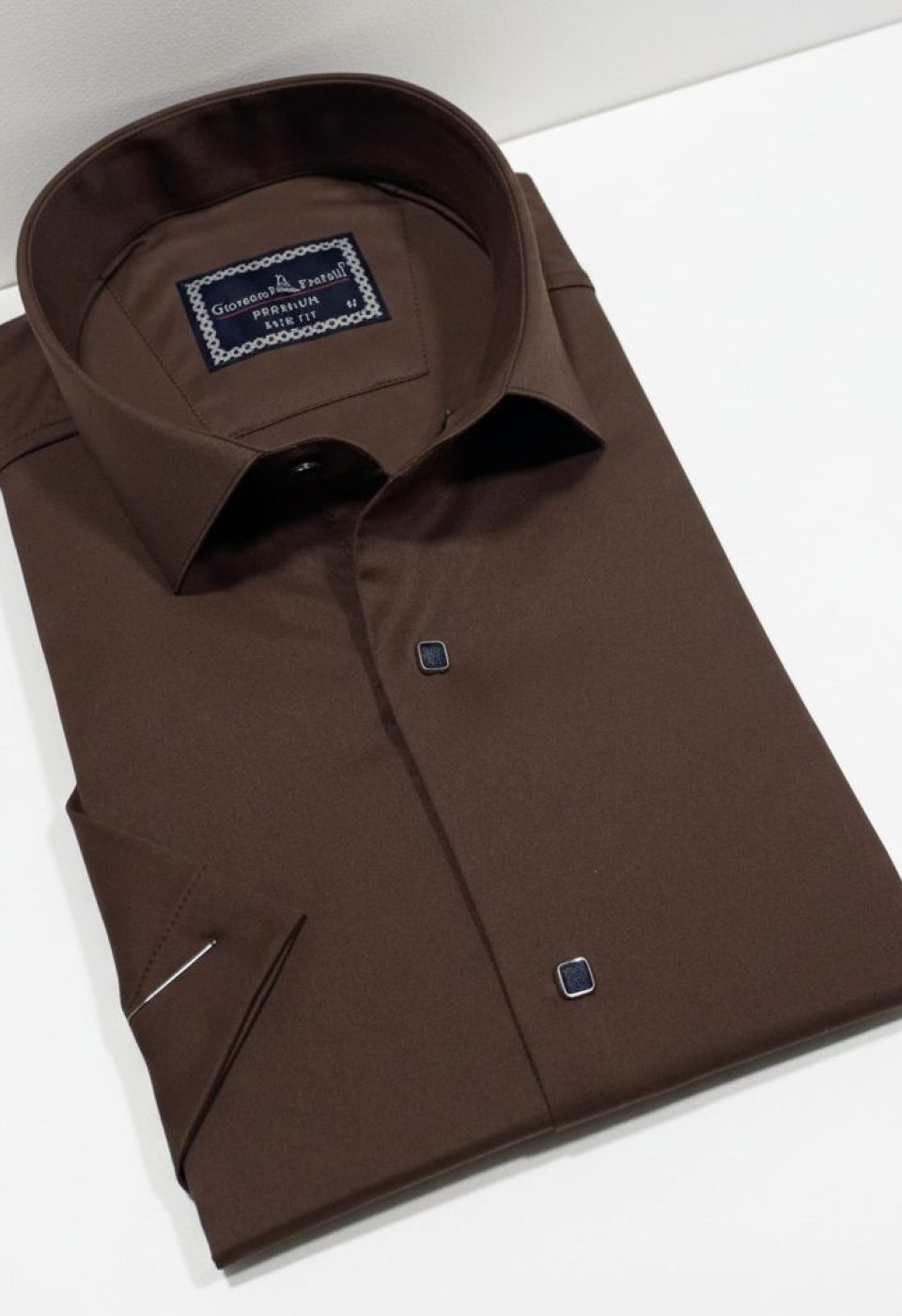 Slim Fit Kısa Kol Düz Renk Saten Erkek Gömlek 3GMK323031013 - Giovanni Fratelli