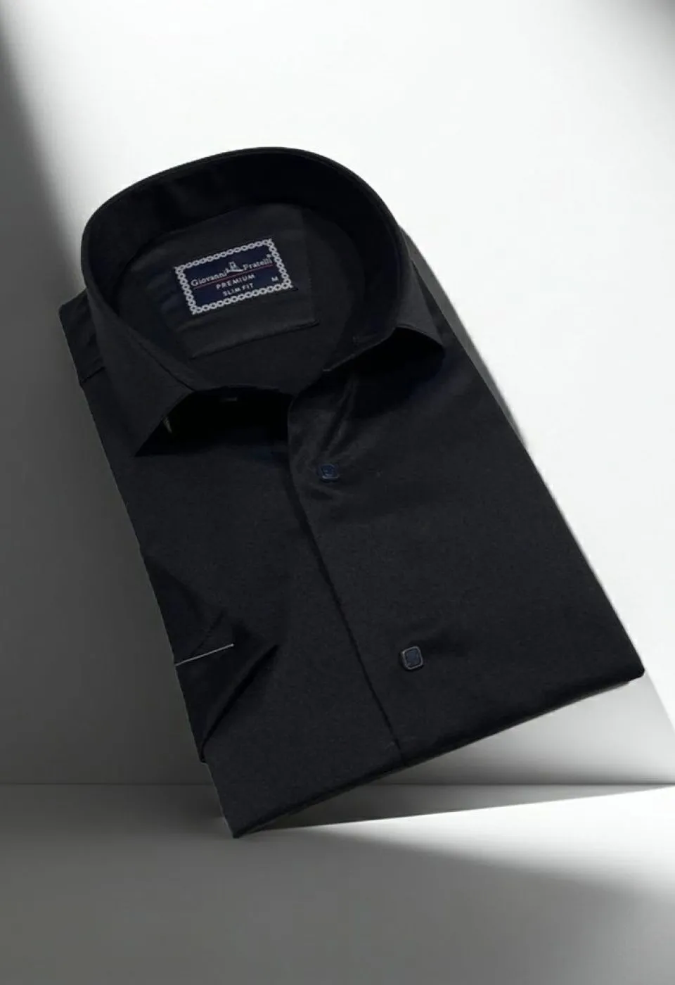Slim Fit Kısa Kol Düz Renk Saten Erkek Gömlek 3GMK323031014