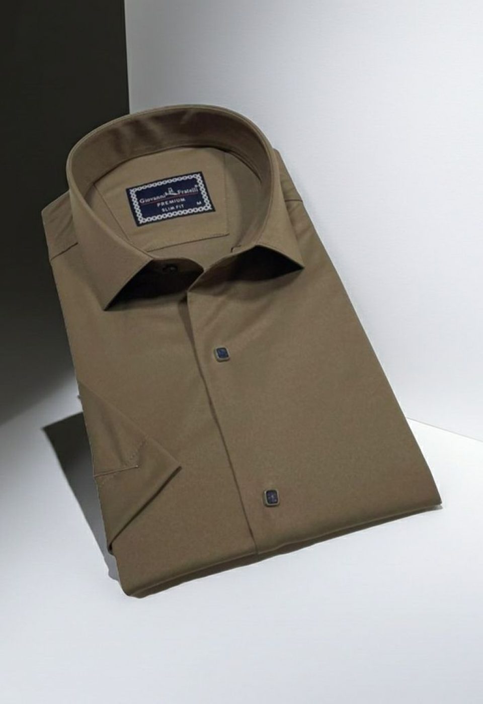 Slim Fit Kısa Kol Düz Renk Saten Erkek Gömlek 3GMK323031015