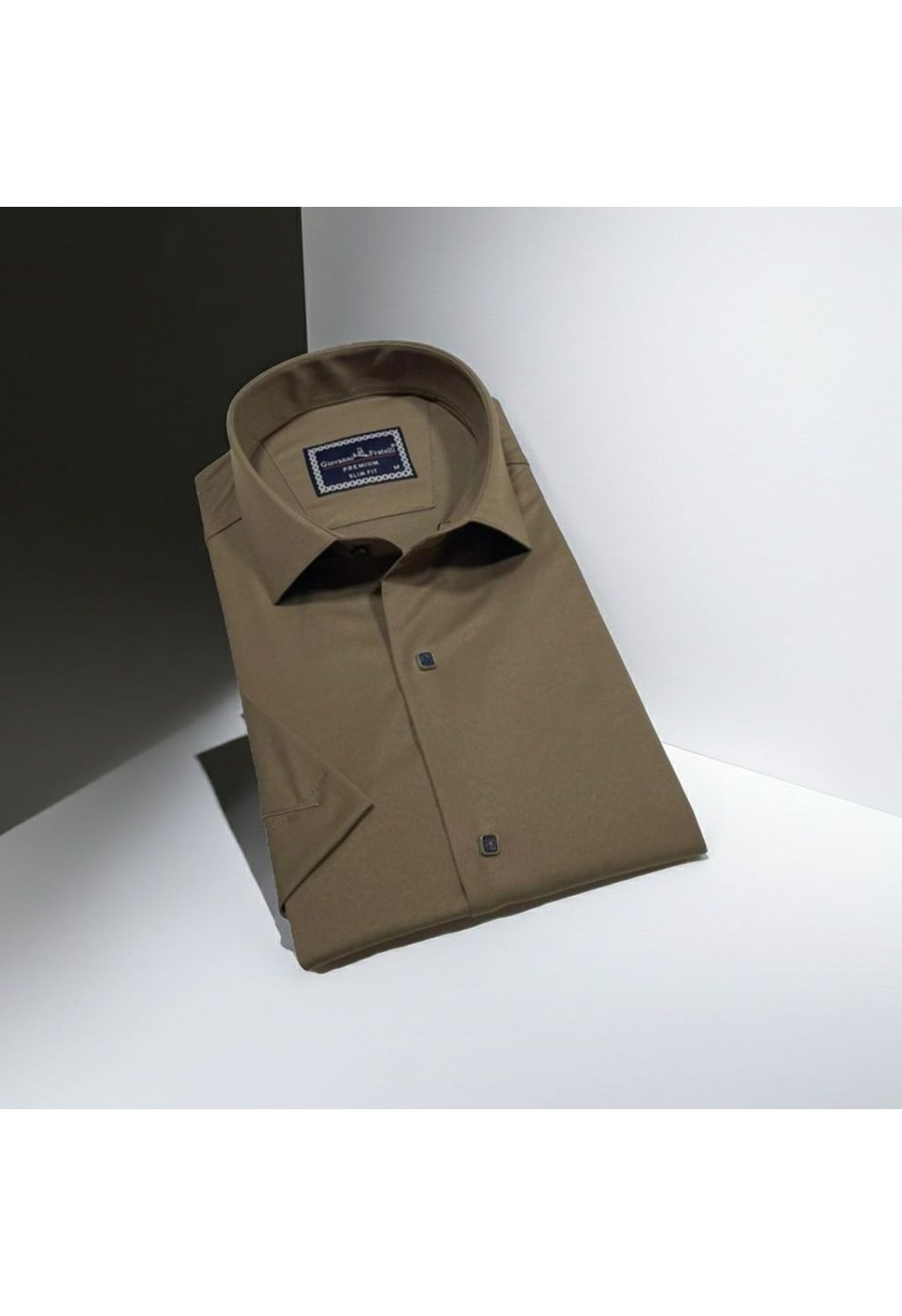 Slim Fit Kısa Kol Düz Renk Saten Erkek Gömlek 3GMK323031015 - Giovanni Fratelli