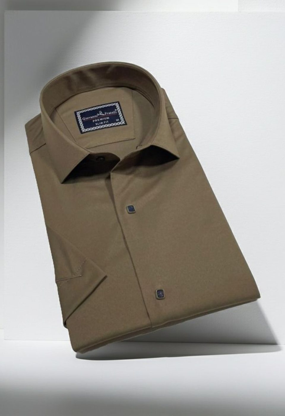 Slim Fit Kısa Kol Düz Renk Saten Erkek Gömlek 3GMK323031015