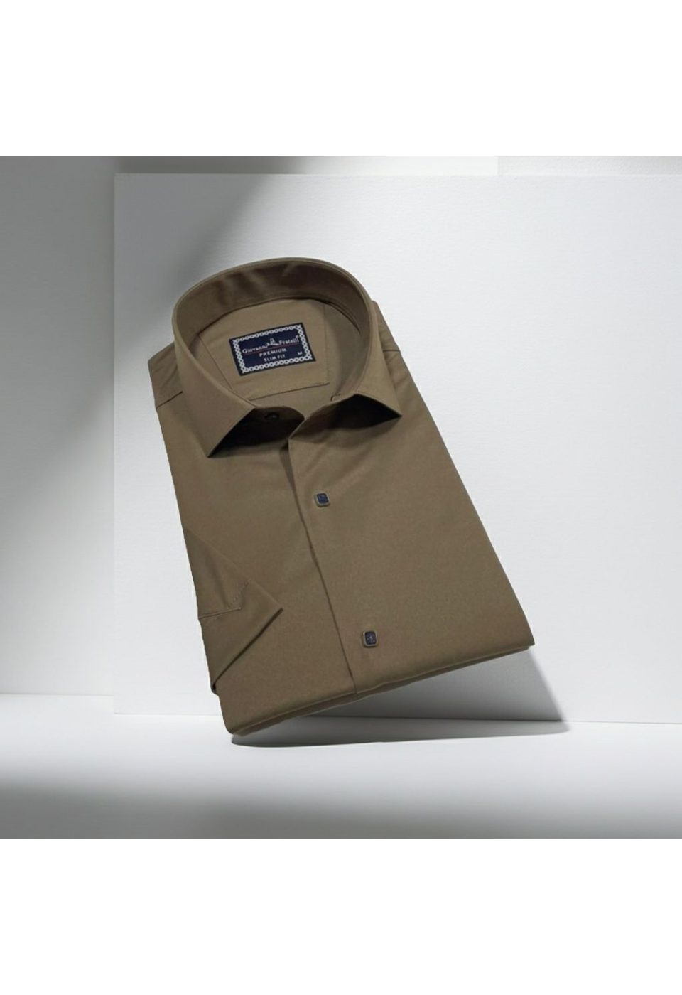 Slim Fit Kısa Kol Düz Renk Saten Erkek Gömlek 3GMK323031015 - Giovanni Fratelli