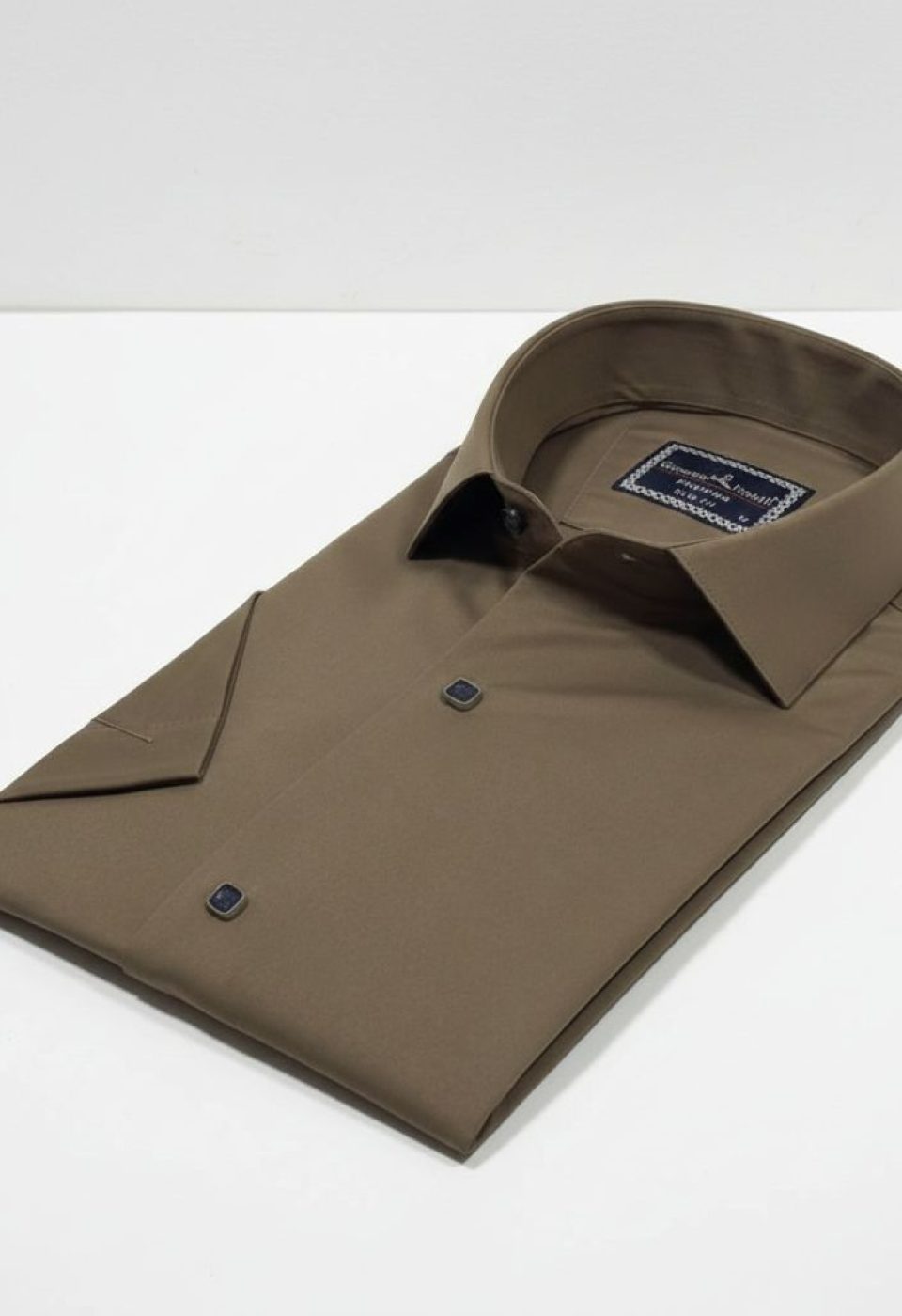 Slim Fit Kısa Kol Düz Renk Saten Erkek Gömlek 3GMK323031015 - Giovanni Fratelli